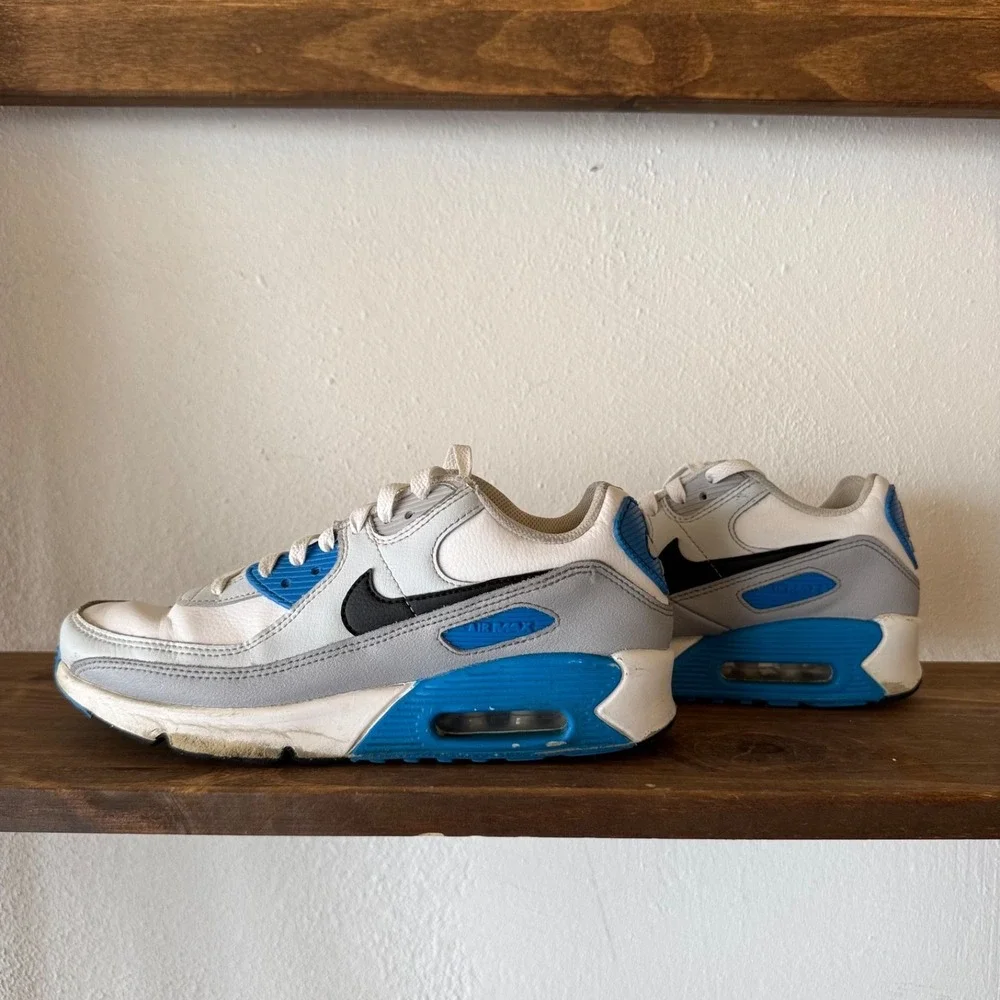 Nike Air Max 90 Sneakers GS Youth 6.5Y White Blue Black CD6864-127